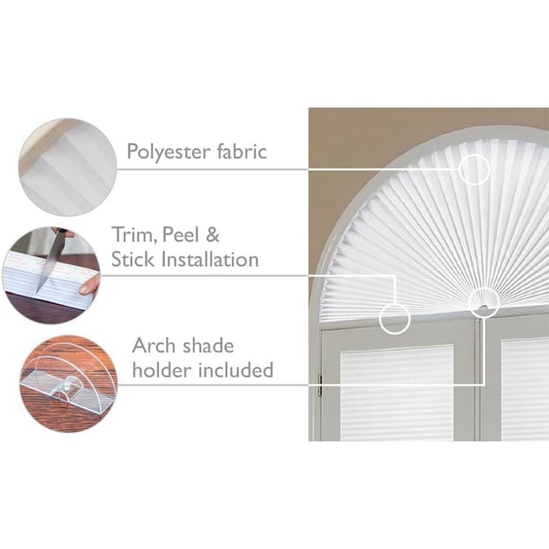 Redi Shade No Tools Original Arch Light Blocking Pleated Fabric Shade Natural, 72" W x 36" H - Image 2